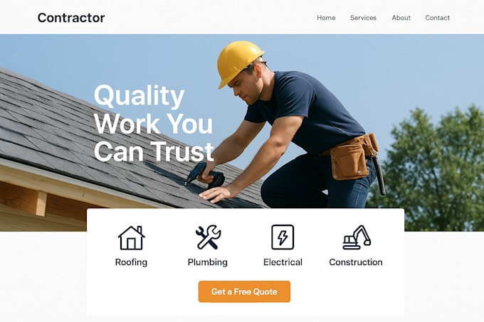 design roofing, contractor, construction, hvac, remodeling, plumbing website