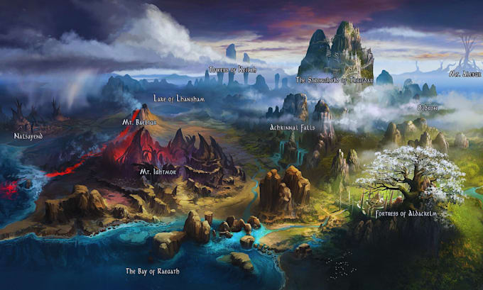 make fantasy world map, dnd map, game map, illustrated rpg cartography art
