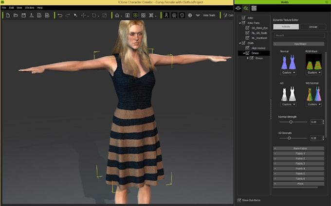 do character modeling, rigging for reallusion iclone, cc4, cc5, 3d model