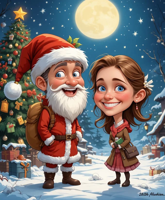 draw a christmas cartoon caricature
