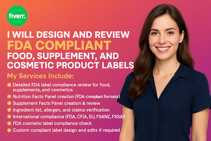 review and design food, supplement, cosmetic product labels for fda compliance