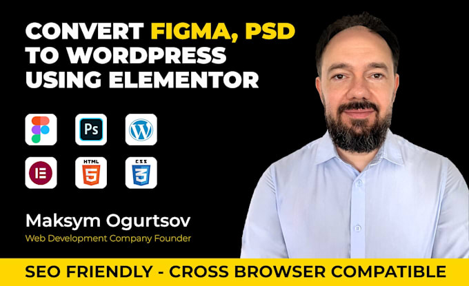 convert sketch, PSD, figma to wordpress using elementor
