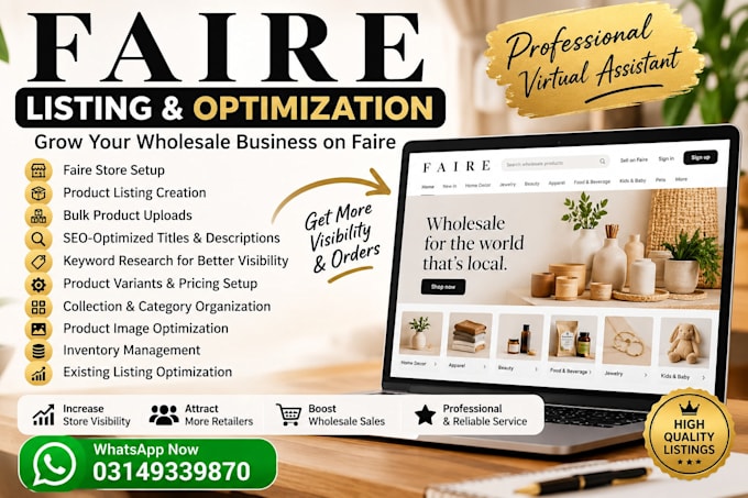 set up your faire wholesale store and upload products