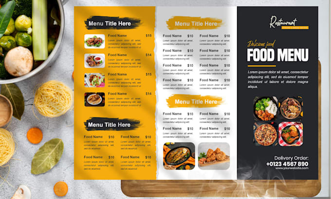 create a stunning, professional restaurant menu design