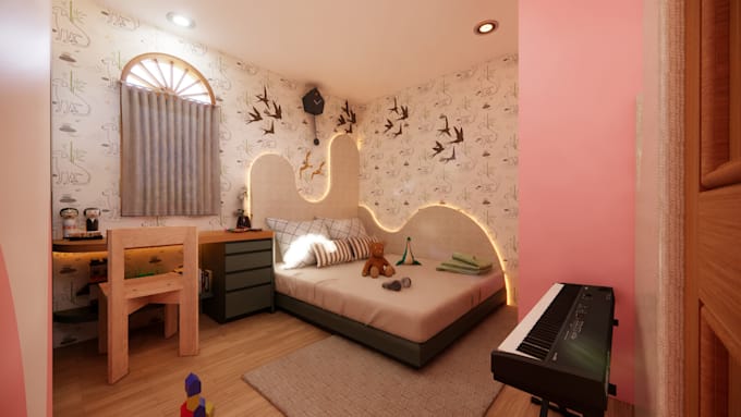 interior design for bedroom, kid bedroom, bathroom, kitchen, etc