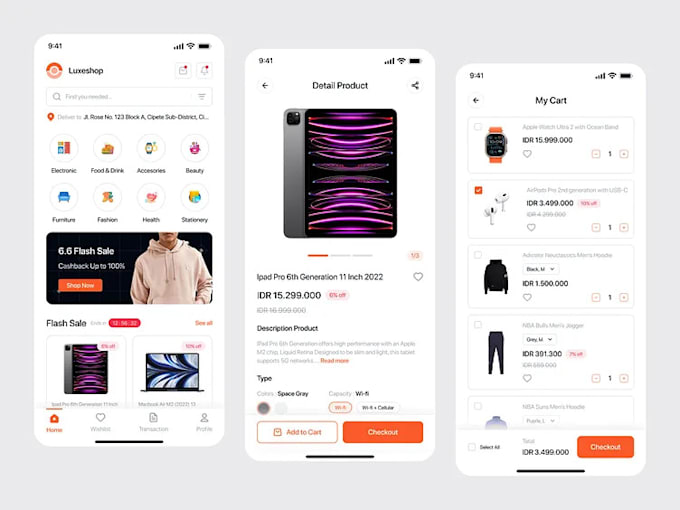 develop a modern ecommerce mobile app with cart drawer