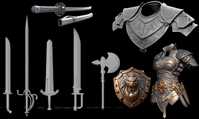 do custom 3d cosplay sword weapon accessories armor props badge for 3d printing