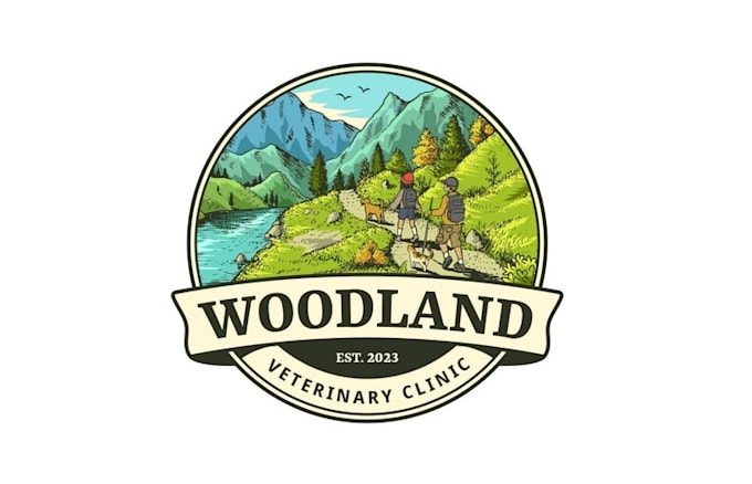 design rustic outdoor scene veterinary clinic logo