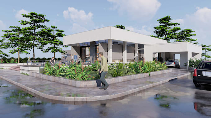 3d rendering architecture in sketchup, revit