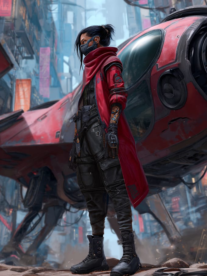 a sci fi character illustration or sci fi character