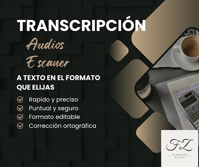 transcribiré audios y documentos escaneados a texto en PDF