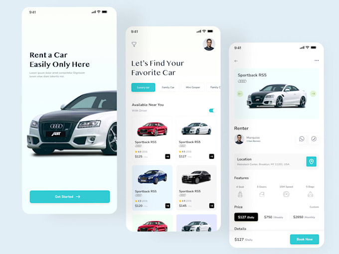 develop luxury car rental app, ridesharing app, carpooling app, ride hailing