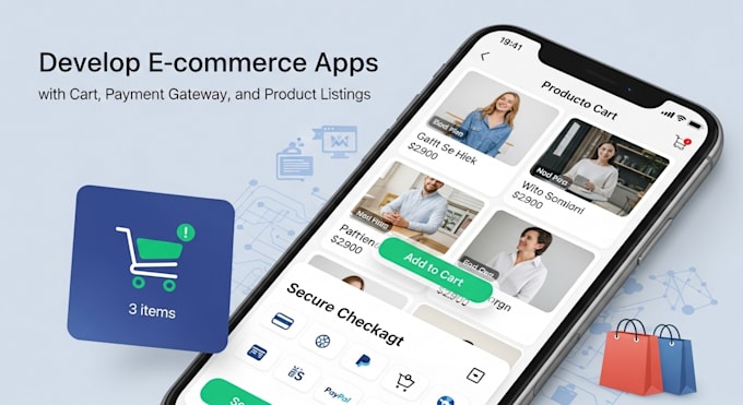develop ecommerce apps with cart, payment gateway, and product listings