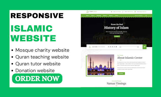 design islamic quran teaching mosque charity quran tutor website