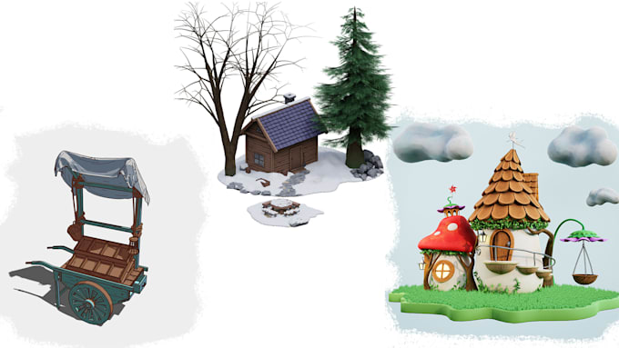 create stylized isometric 3d scenes or props
