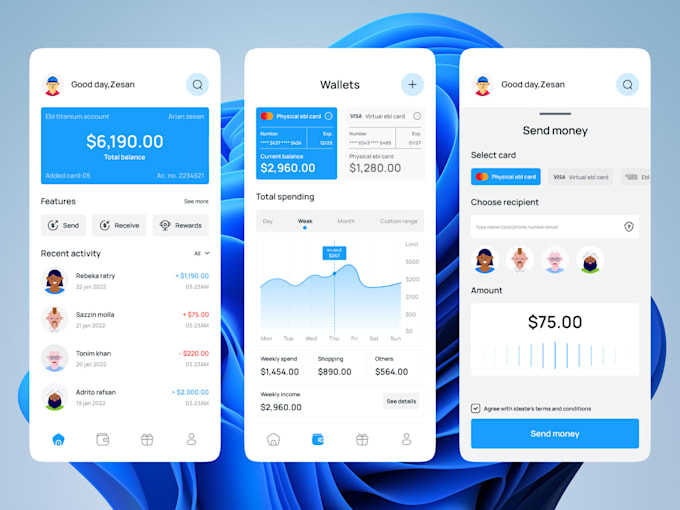 develop fintech app, nfc payment app, crypto wallet app, neo bank app
