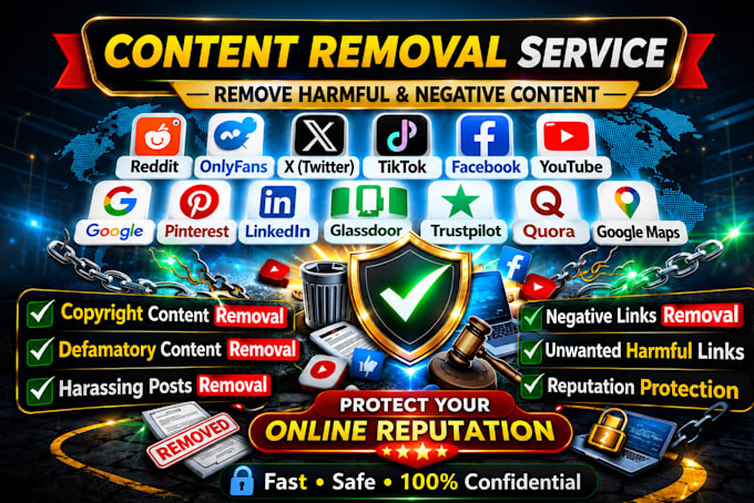 delete,remove,takedown,content from,reddit,tiktok,facebook,google,ig,yt by dmca