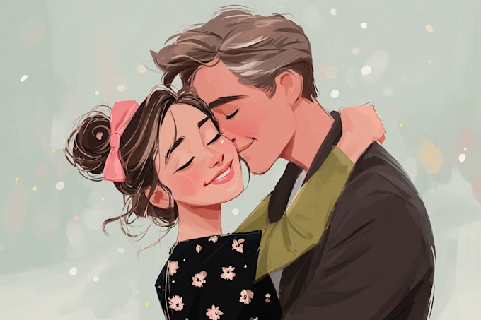 draw cartoon disney couple portrait