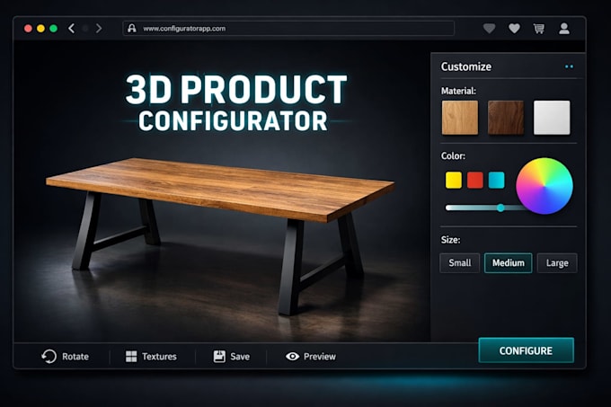 create custom 3d furniture configurator for shopify woocommerce