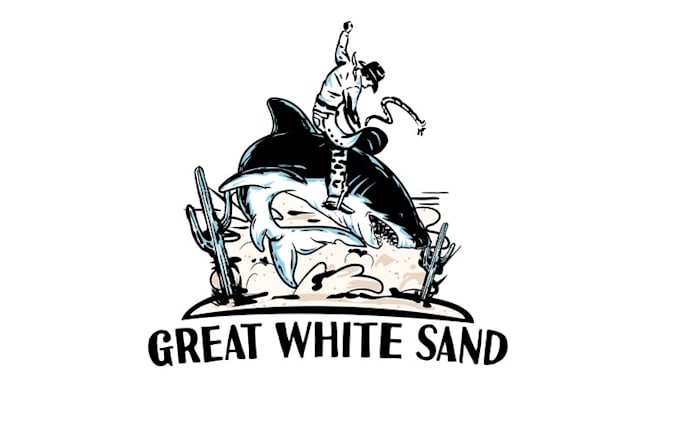 design looking sand producer great white shark theme logo