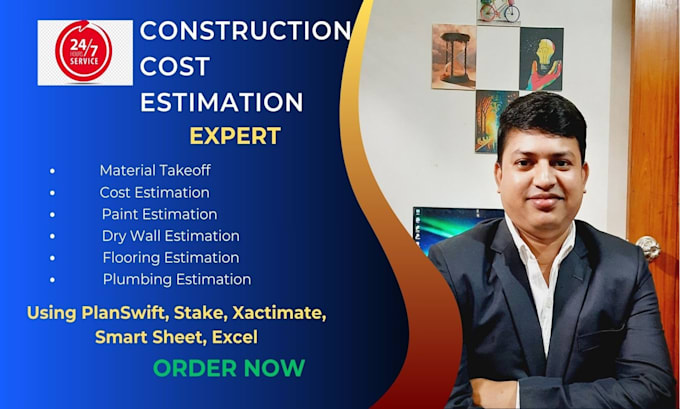 cost estimation material takeoff on drywall, plumbing, paint