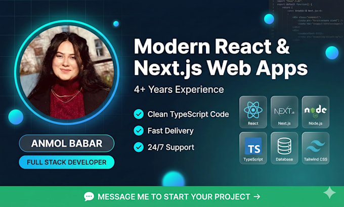 build react nextjs web app as full stack developer
