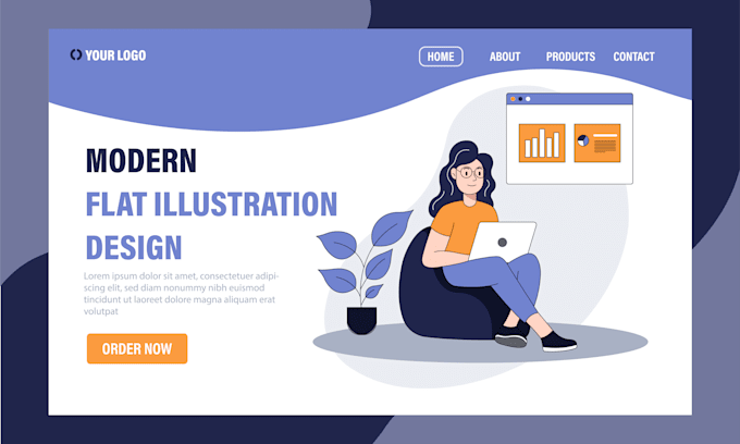 design a 2d flat illustration for your website