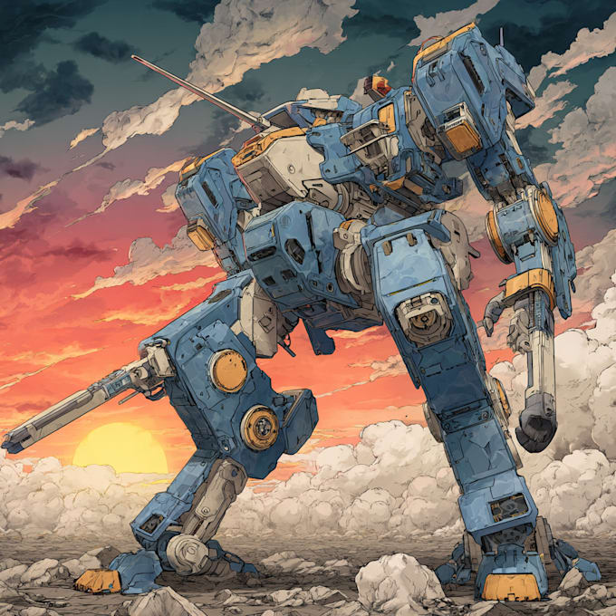 design retro mecha sci fi illustration
