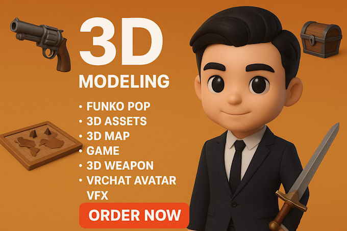 do 3d funko pop modeling3d assets 3d map game 3d weapon vrchat avatarvfx