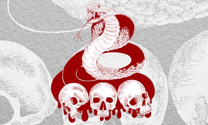 create a horror art illustration for album covers and more