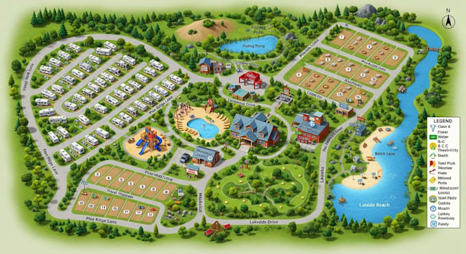 Do 2d and 3d render campground, rv park, property map, resort map by ...