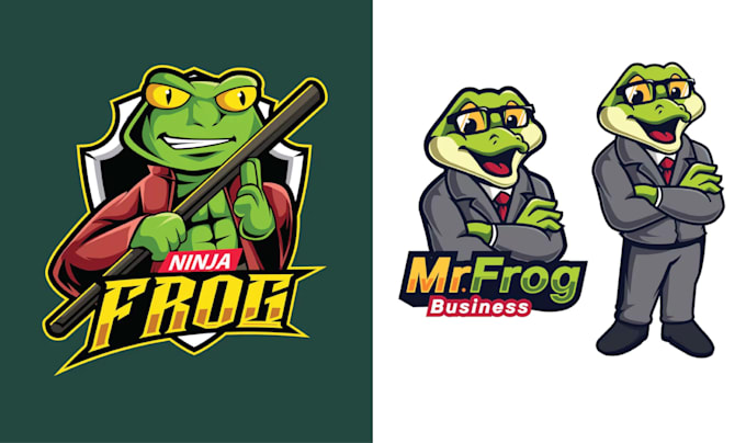 make unique ninja frog mascot gaming logo illustration
