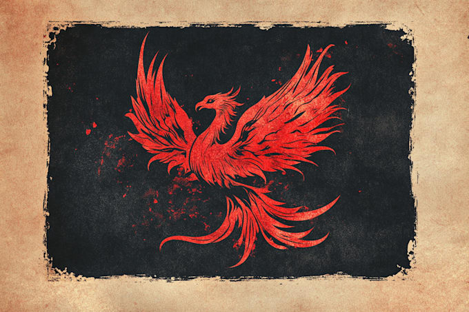 make vintage dark art phoenix bird logo