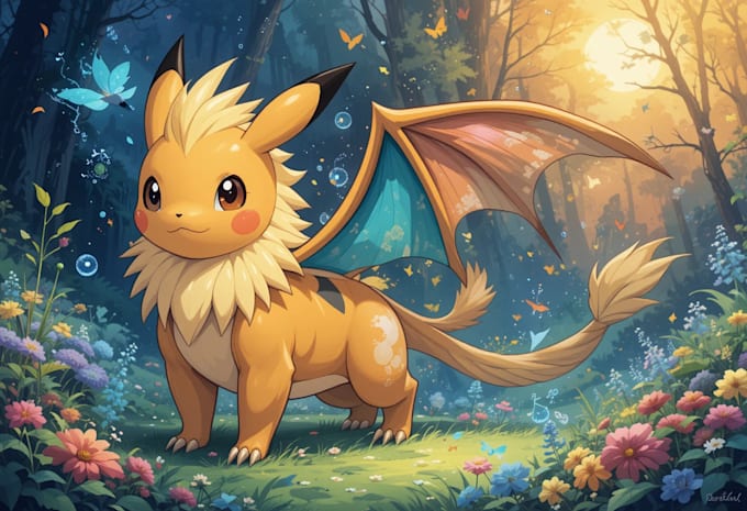 make beautifully illustrated pokemon and environments