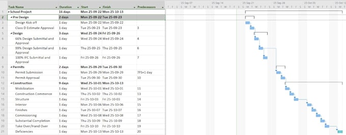 provide tailored project schedules