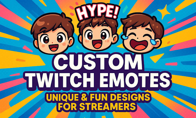 design custom twitch emotes, sub badges, and animated streamer graphics