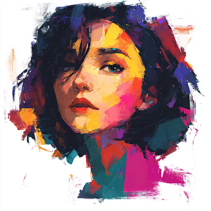 do expressive colorful abstract portrait
