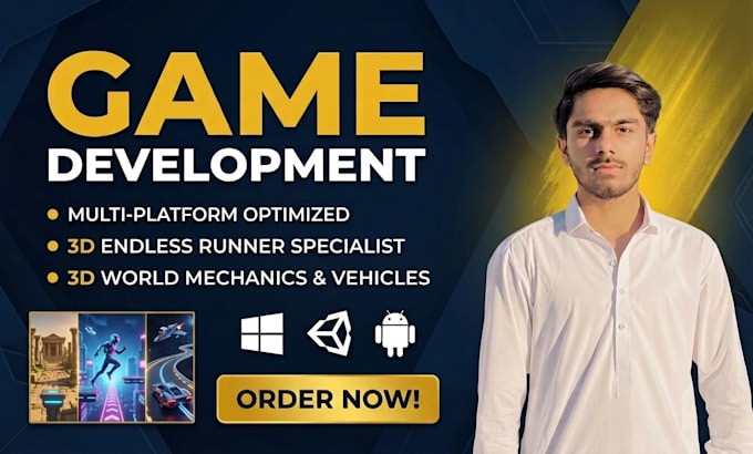develop a professional 3d endless runner game in unity