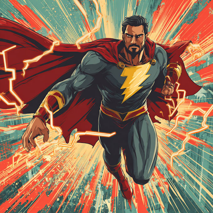 make a comic book superhero illustration