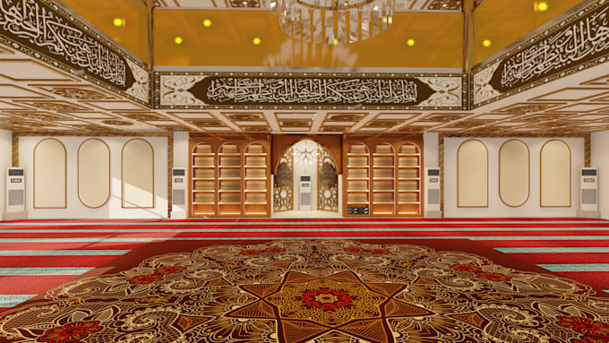 do photorealistic 3d islamic architecture and mosque exterior interior design