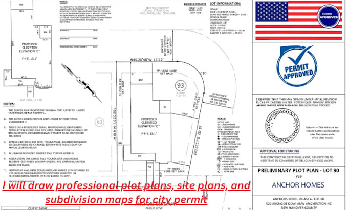 draw professional plot plans, site plans, and subdivision maps for city permit