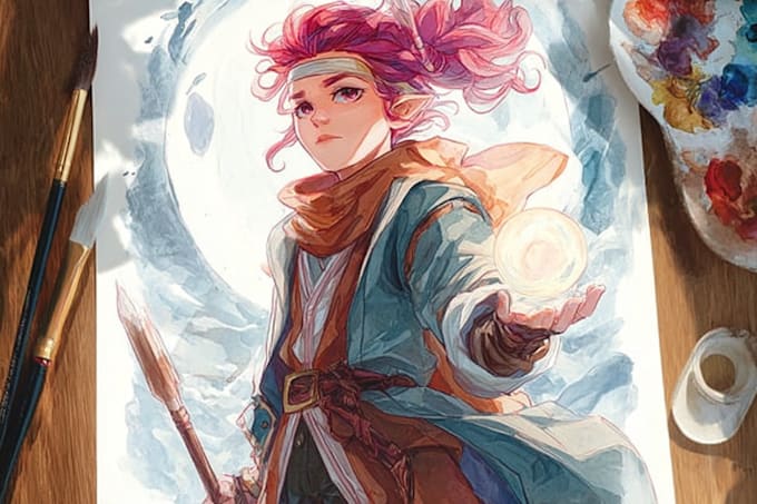 draw and paint watercolor potrait illustrations