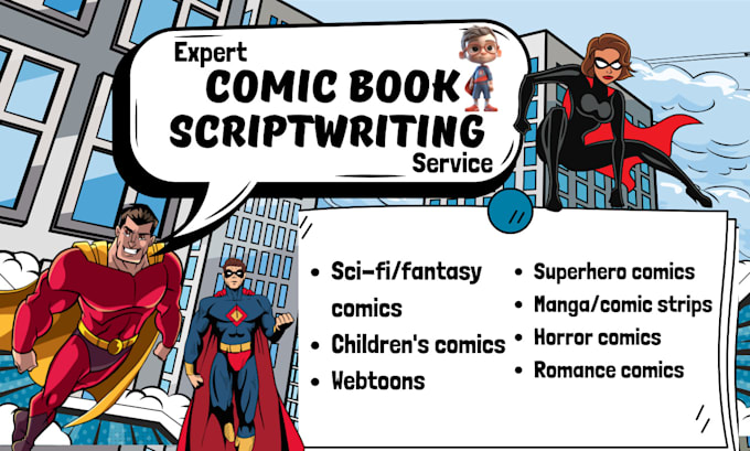 write comic script, comic book, webtoon, webcomic, graphic novel, manga script
