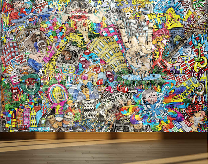 Colorful pop art graffiti wall mural peel stick urban wallpaper by ...