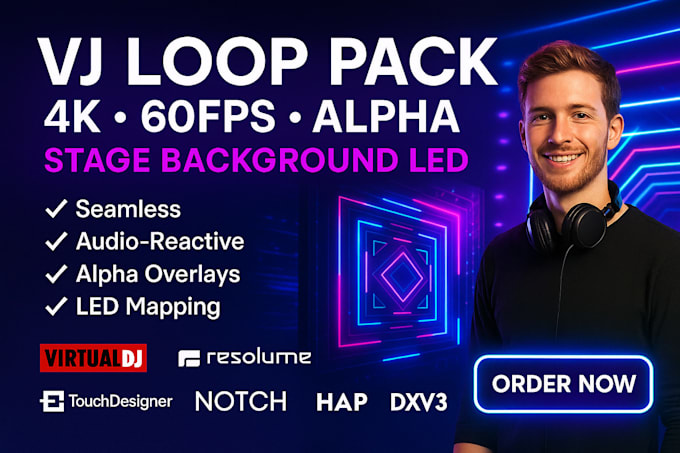 vj loop virtual dj background led wall light hap codec alpha dxv3 event stage dj