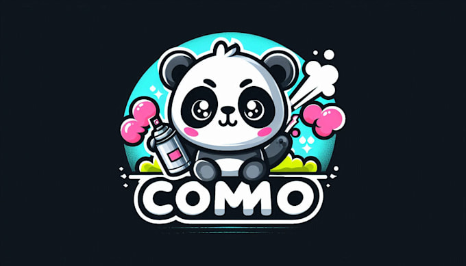 design cute panda with spray paint logo with express delivery