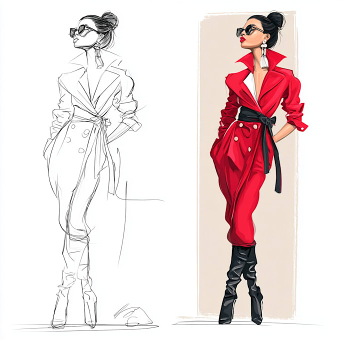 Draw a fashion illustration or sketch by Alessadopp | Fiverr