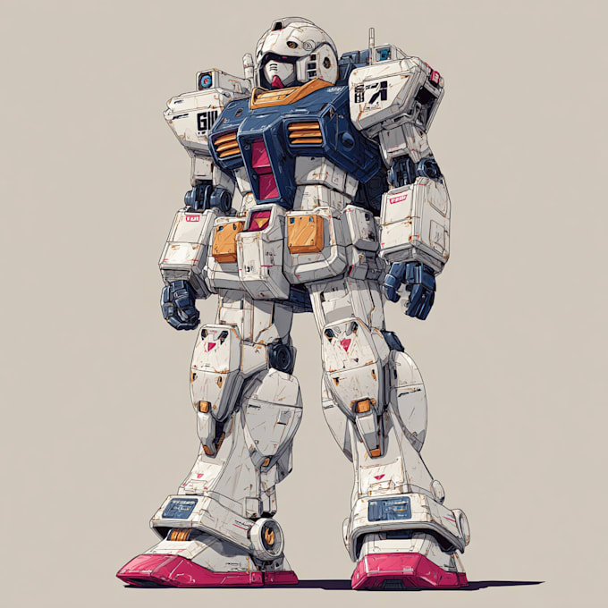 design mechanical robot warriors in anime style