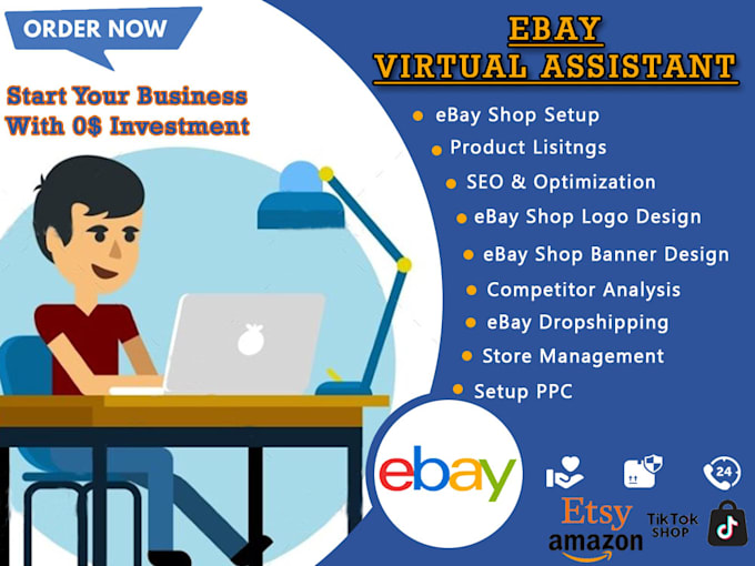 be your ebay dropshipping virtual assistant on profit share , stock ebay seller