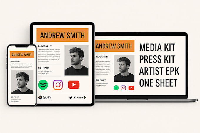 Design a professional media kit, press kit, artist epk, and one sheet ...